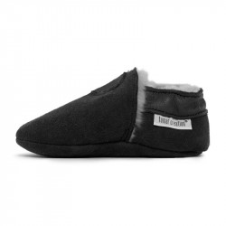 Chaussons cuir FOURRES Noirs, 100% Mouton, peau lainée