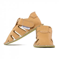 Chaussures cuir Savane souples \\"P'tit scratch été\\" Uni Barefoot bebe enfant Savanna