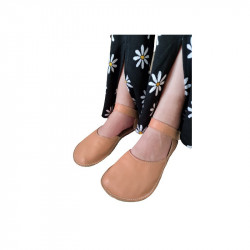 Ballerine barefoot sandales extra flexible savanna cuir, fermeture velcro