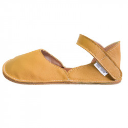 Ballerine barefoot sandales extra flexible savanna cuir, fermeture velcro