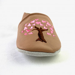 Chaussons cuir souple Arbre à coeur