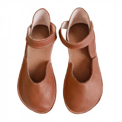 Ballerine barefoot sandales extra flexible bruciato cuir, fermeture velcro