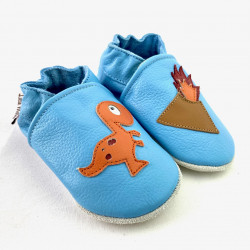 Chaussons cuir souple dinosaure