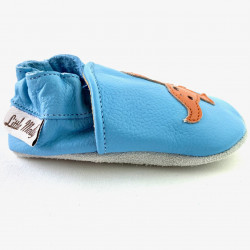 Chaussons cuir bébé de la marque Little Molly, modèle dinosaure