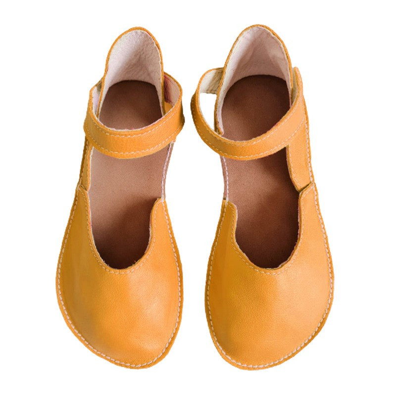 Ballerine barefoot sandales extra flexible Girasol cuir, fermeture velcro