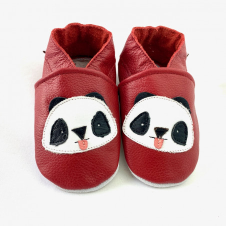 Chaussons cuir bébé de la marque Little Molly, modèle Panda pour