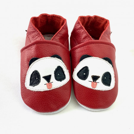 Chaussons cuir souple Panda