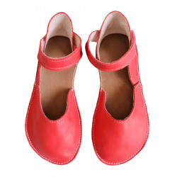 Ballerine barefoot sandales extra flexible Rosso fueco, fermeture velcro