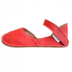 Ballerine barefoot sandales extra flexible Rosso fueco, fermeture velcro