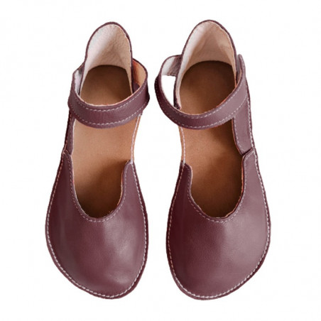 Ballerine barefoot sandales extra flexible Bordo, fermeture velcro