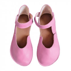 Ballerine barefoot sandales extra flexible Rose camel, fermeture velcro