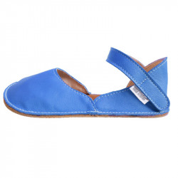 Ballerine barefoot sandales extra flexible Bleues jeans, fermeture velcro