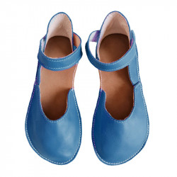 Ballerine barefoot sandales extra flexible Bleues jeans, fermeture velcro
