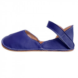 Ballerine barefoot sandales extra flexible Bleues denim, fermeture velcro