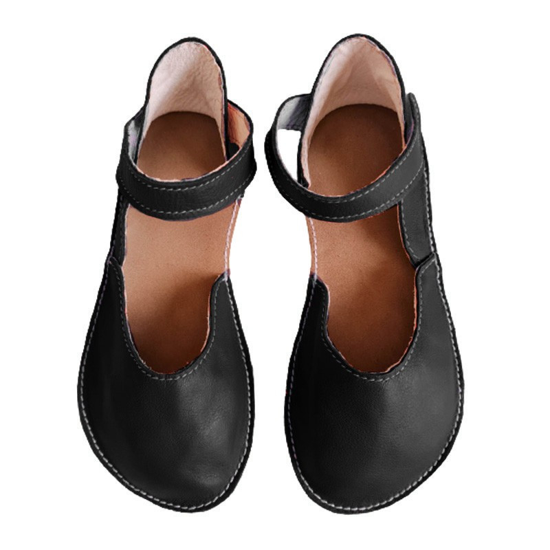 Ballerine barefoot sandales extra flexible Nero, fermeture velcro Ballerine barefoot sandales extra flexible Nero, fermeture velcro