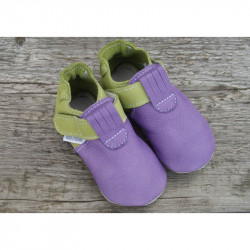 Chaussons cuir ZIPPY CUIR VEGETAL - FLIEDER/PISELLO