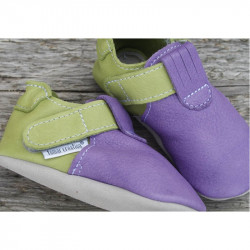 Chaussons cuir ZIPPY CUIR VEGETAL - FLIEDER/PISELLO