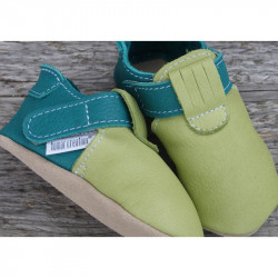 Chaussons cuir ZIPPY CUIR VEGETAL - PISELLO/KARIBIK