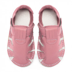 Chaussures cuir souples Caméo \\"P'tit scratch été\\" Uni Barefoot bebe enfant