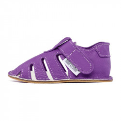 Chaussures cuir souples violet \\"P'tit scratch été\\" Uni Barefoot bebe enfant