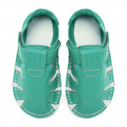 Chaussures cuir souples Caraïbe \\"P'tit scratch été\\" Uni Barefoot bebe enfant