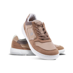 Chaussures cuir barefoot souples Sneakers Barebarics - Axiom - Brown & white