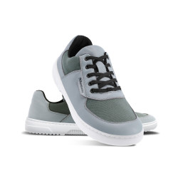 Chaussures cuir barefoot souples Sneakers Barebarics - Bravo - Grey & White