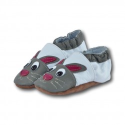 Chaussons cuir souple Lapin