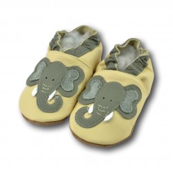 Chaussons cuir souple Eléphant fond blanc