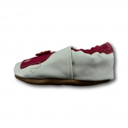 Chaussons cuir souple Elephant rose