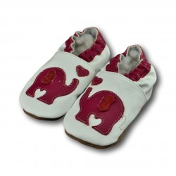 Chaussons cuir souple Elephant rose