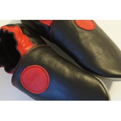 Chaussons cuir souple adulte Cercle rouge