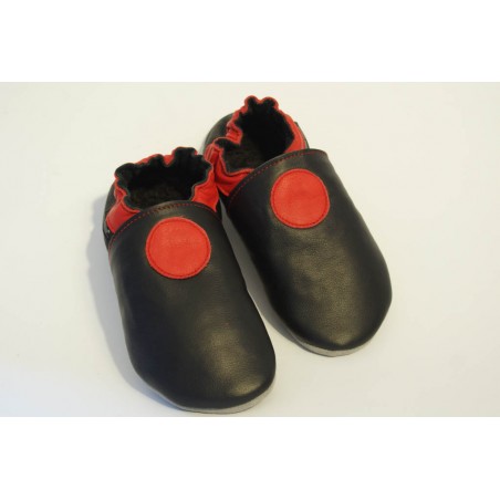 Chaussons cuir souple adulte Cercle rouge