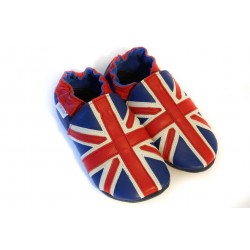 Chaussons cuir FOURRES adulte Drapeaux anglais