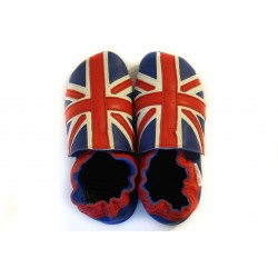 Chaussons cuir FOURRES adulte Drapeaux anglais