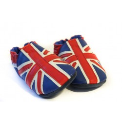 Chaussons cuir FOURRES adulte Drapeaux anglais