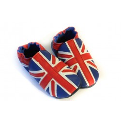 Chaussons cuir FOURRES adulte Drapeaux anglais