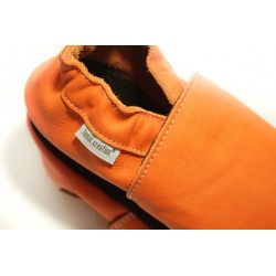 Chaussons cuir FOURRES Orange Volcan bébé/enfant/adulte