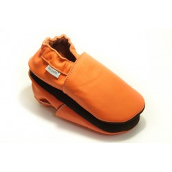 Chaussons cuir FOURRES Orange Volcan bébé/enfant/adulte