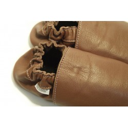 Chaussons cuir souple Marron bébé/enfant/adulte