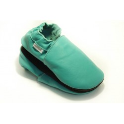 Chaussons cuir souple Bleu/Caraïbe bébé/enfant/adulte