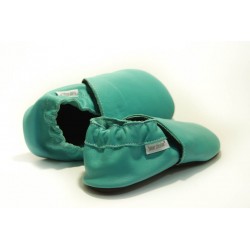 Chaussons cuir souple Bleu/Caraïbe bébé/enfant/adulte