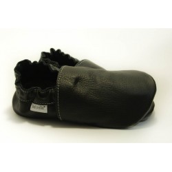 Chaussons cuir Noir bébé/enfant/adulte