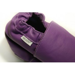 Chaussons cuir souple Violet bébé/enfant/adulte