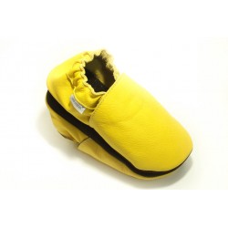 Chaussons cuir souple Jaune Soleil bébé/enfant/adulte