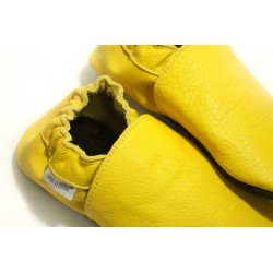 Chaussons cuir souple Jaune Soleil bébé/enfant/adulte