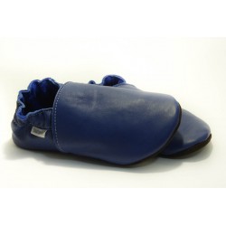 Chaussons cuir FOURRES Bleu roi bébé/enfant/adulte