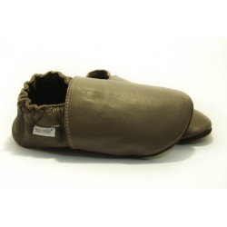 Chaussons cuir FOURRES Taupe bébé/enfant/adulte