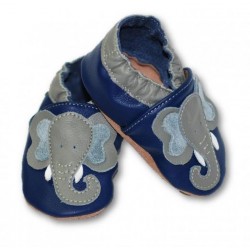 Chaussons cuir Elephant fond bleu