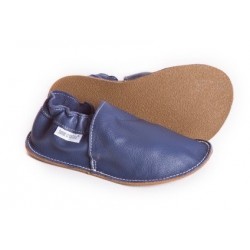 Chaussures cuir bleues roi souples, P'tite Gomme, semelle caoutchouc bébé/enfant/adulte